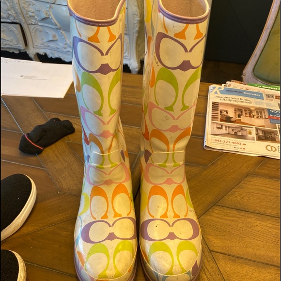 Coach multicolor rainbow rain rubber boots 10 - Picture 3 of 9
